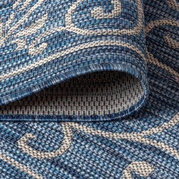 Charleston Vintage Filigree Textured Weave Indoor/outdoor Round Rug